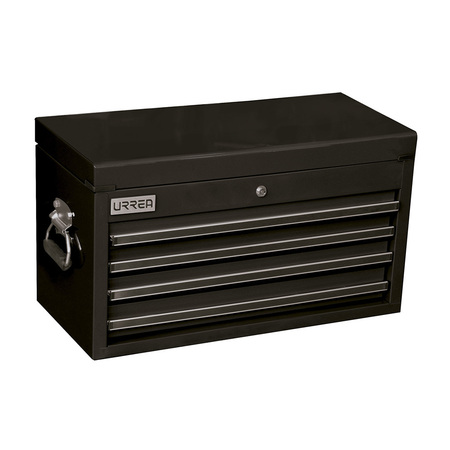 URREA Top Chest/Cabinet, 4 Drawer, Black, Steel, 27 in W x 15 in D x 12 in H X27S4N